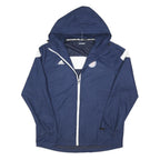 ADIDAS Mens Navy Blue & White Hooded Outdoor Jacket L Polyester Blend Zip