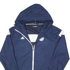 ADIDAS Mens Navy Blue & White Hooded Outdoor Jacket L Polyester Blend Zip