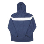 ADIDAS Mens Navy Blue & White Hooded Outdoor Jacket L Polyester Blend Zip