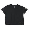 TRUE RELIGION Mens Black V-Neck T-Shirt XL Cotton Blend Graphic Sleeve Logo