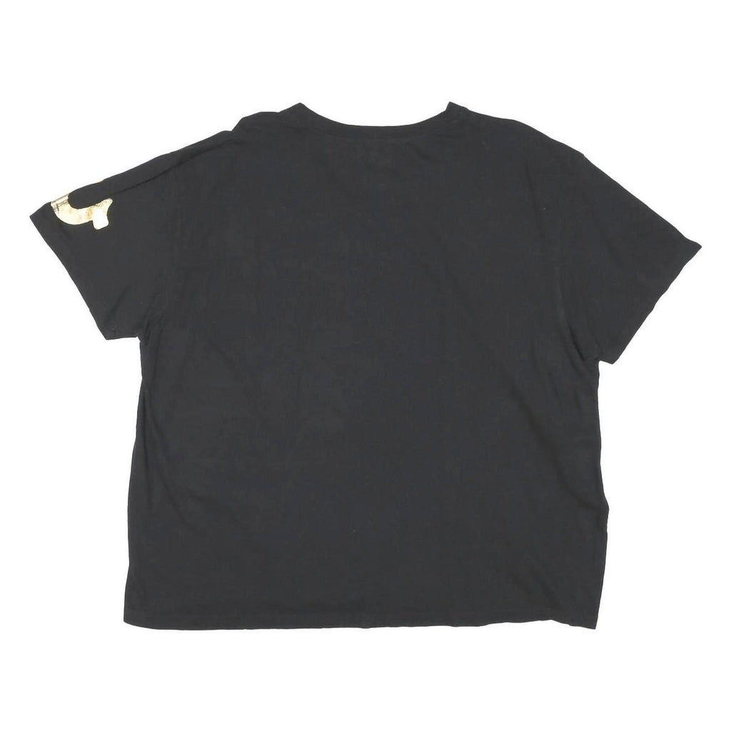 TRUE RELIGION Mens Black V-Neck T-Shirt XL Cotton Blend Graphic Sleeve Logo