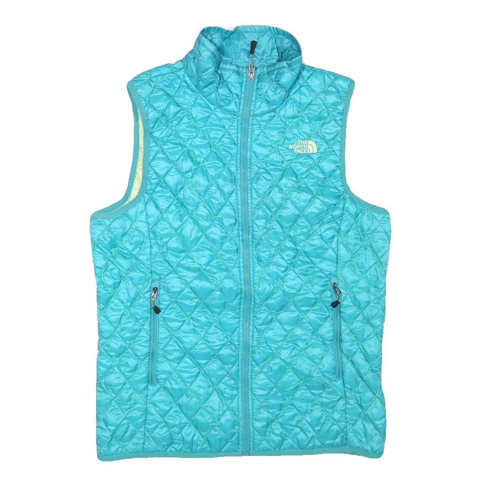 THE NORTH FACE Womens Blue Quilted Zip Jacket M Polyester Blend Lightweight Vest