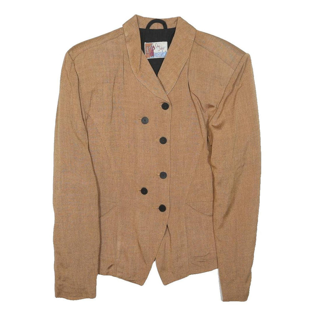 GILYWEAR Womens Beige Button Jacket S Viscose Classic Tailored Winter