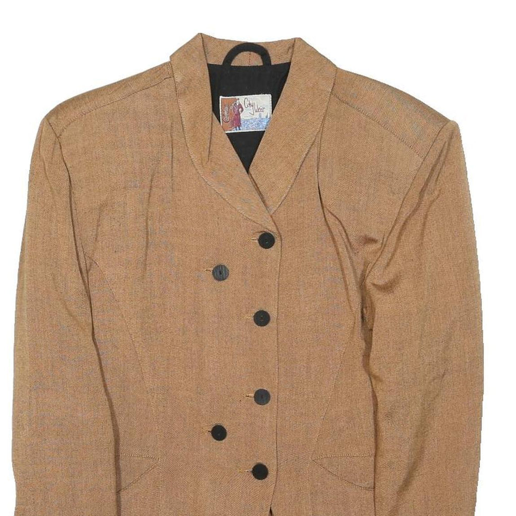 GILYWEAR Womens Beige Button Jacket S Viscose Classic Tailored Winter