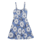 Womens Skater Dress Blue Floral Sleeveless Short S