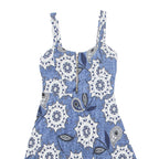 Womens Skater Dress Blue Floral Sleeveless Short S