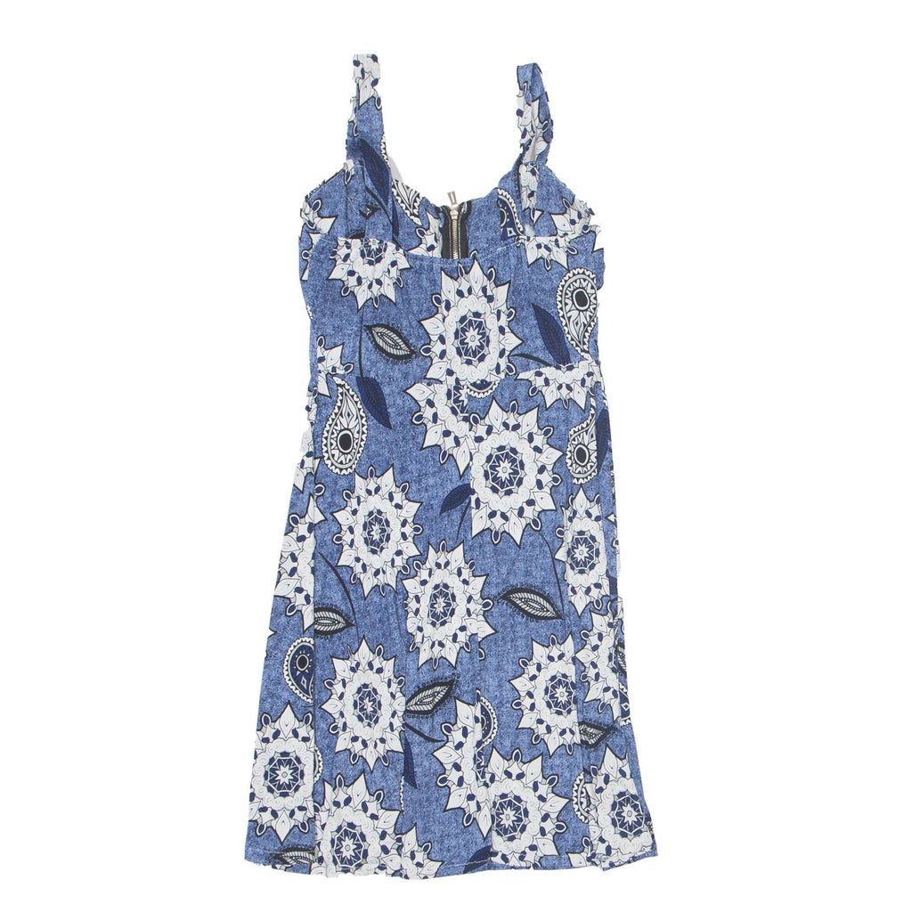 Womens Skater Dress Blue Floral Sleeveless Short S