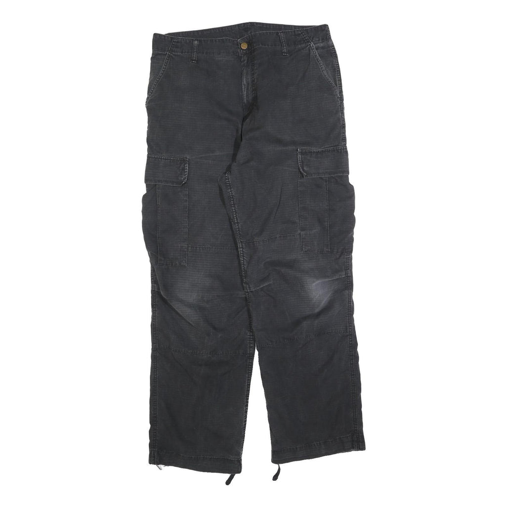 CARHARTT Mens Cotton Blend Black Regular Straight Trousers W34 L32 Casual