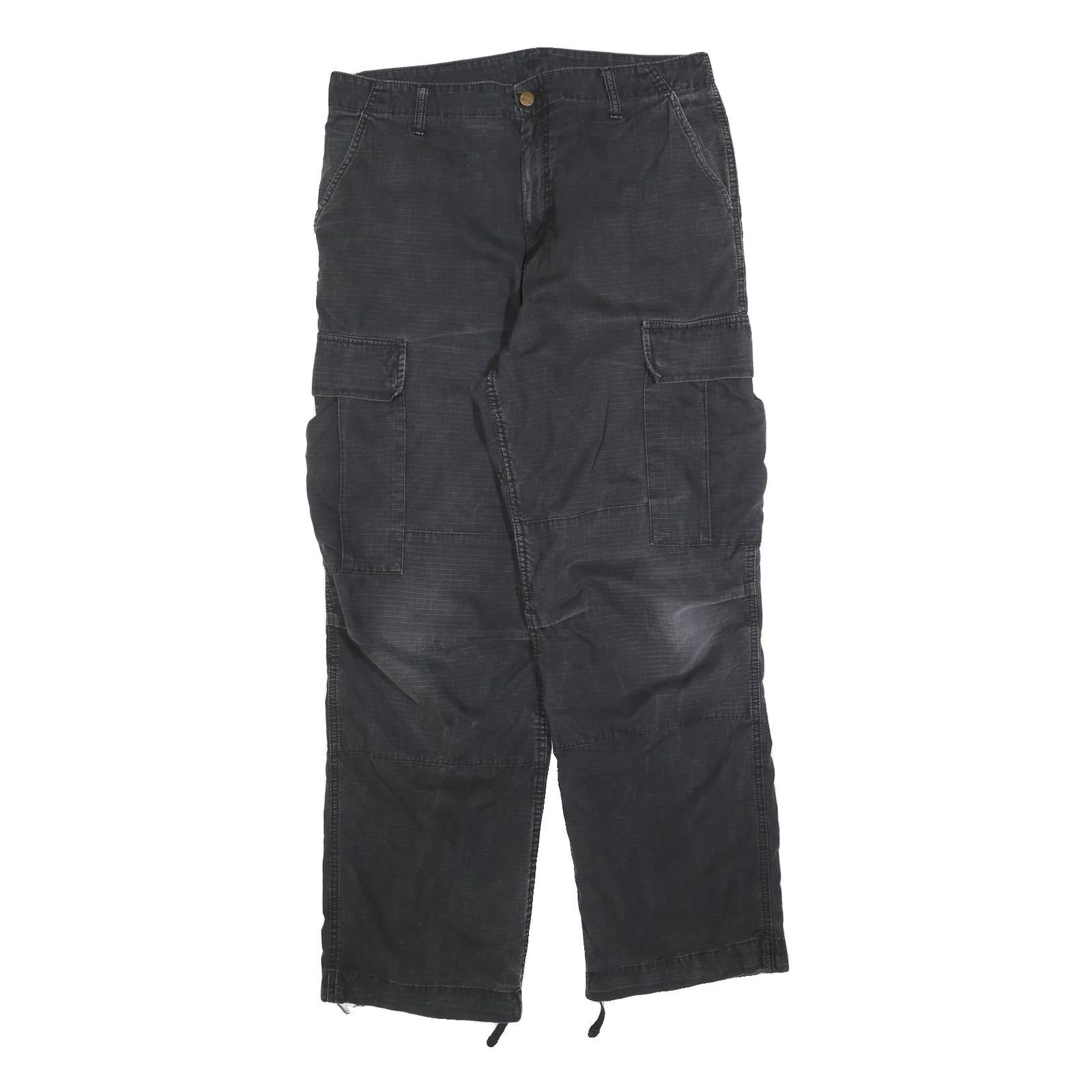 CARHARTT Mens Cotton Blend Black Regular Straight Trousers W34 L32 Casual