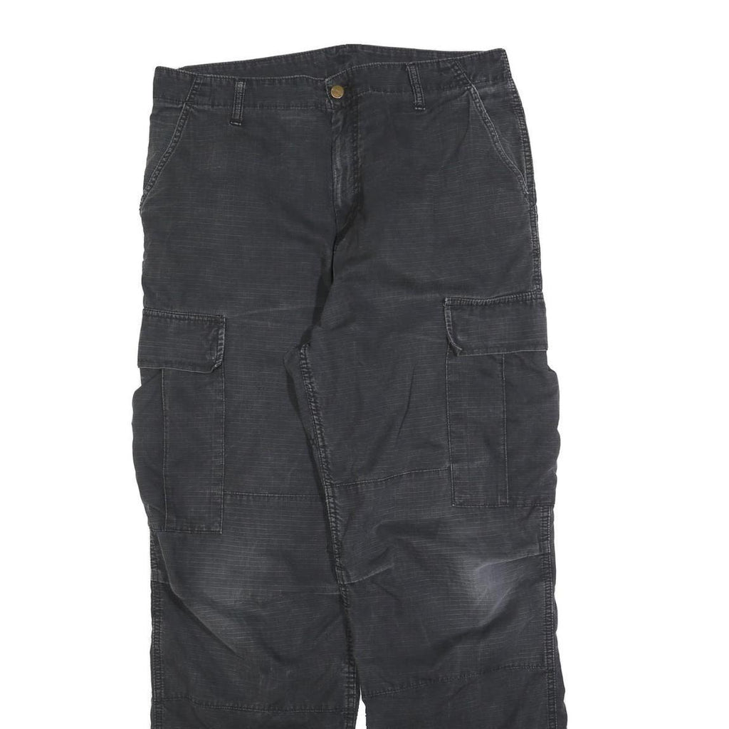 CARHARTT Mens Cotton Blend Black Regular Straight Trousers W34 L32 Casual