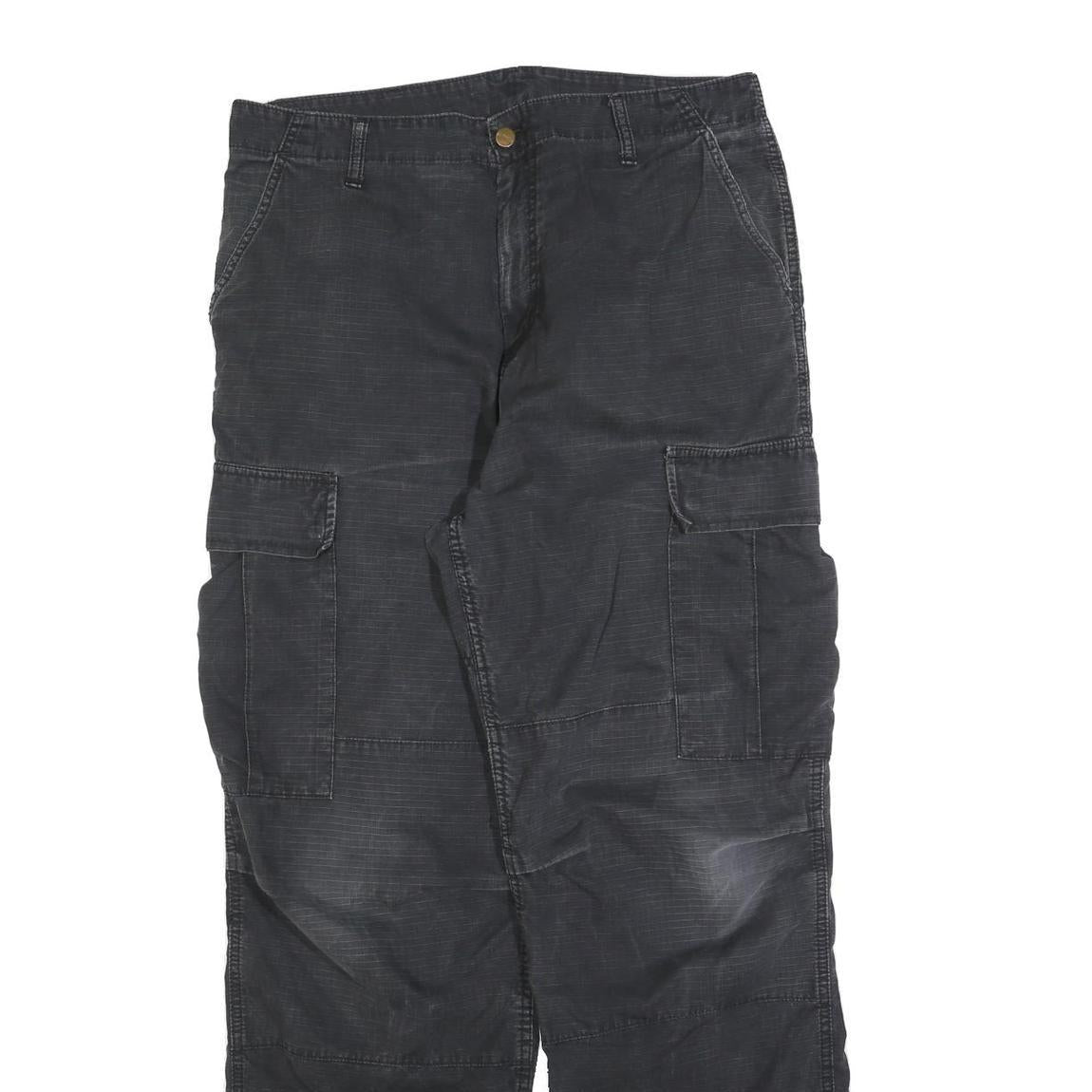 CARHARTT Mens Cotton Blend Black Regular Straight Trousers W34 L32 Casual