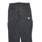 CARHARTT Mens Cotton Blend Black Regular Straight Trousers W34 L32 Casual