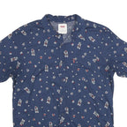 LEVI'S Mens Blue Floral Print Cotton Short Sleeve Shirt L Casual Summer Shirt