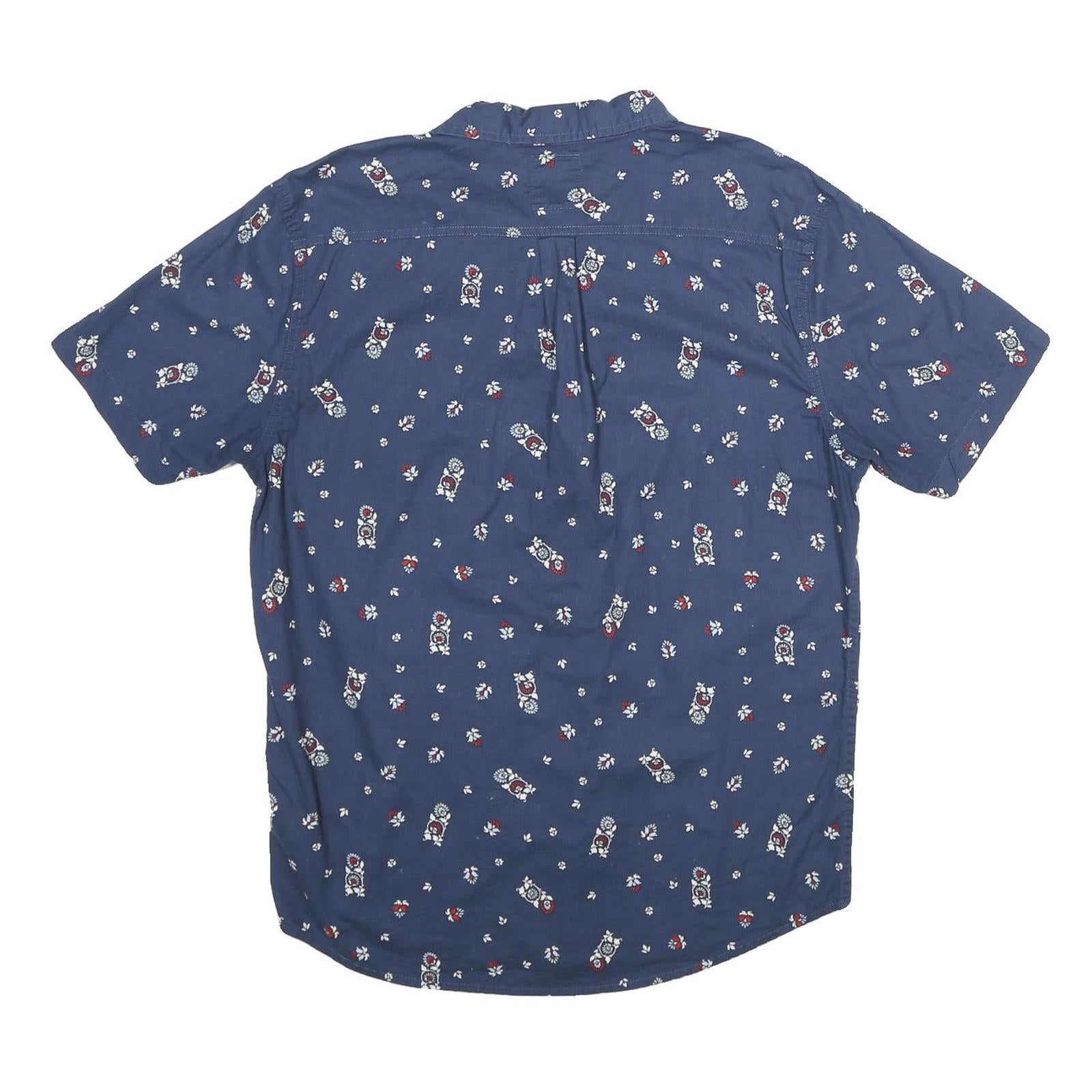 LEVI'S Mens Blue Floral Print Cotton Short Sleeve Shirt L Casual Summer Shirt