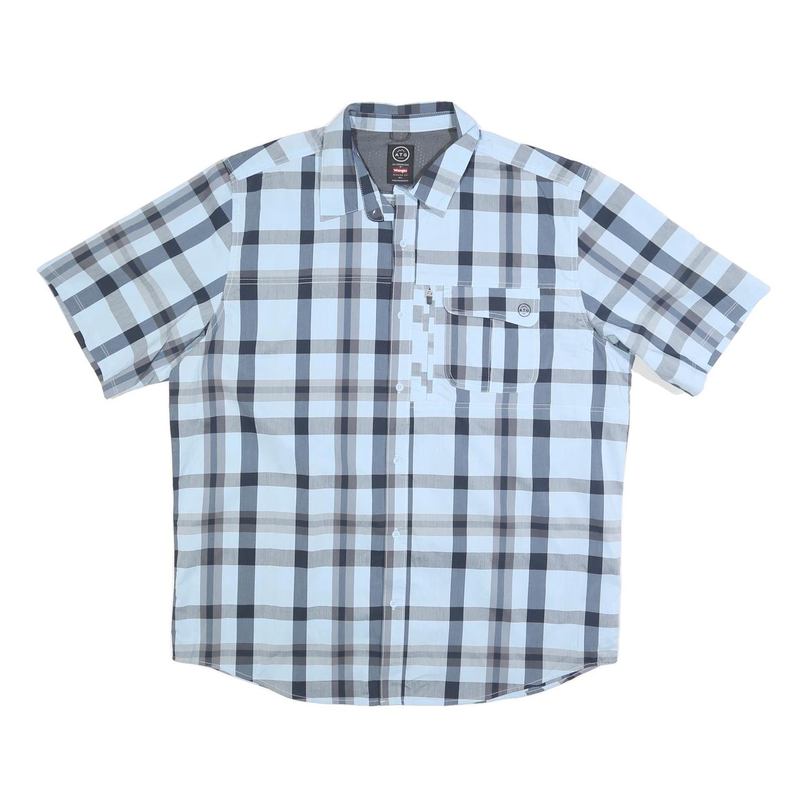 WRANGLER Mens Blue & Grey Check Shirt XL Cotton Blend Casual Button Pocket
