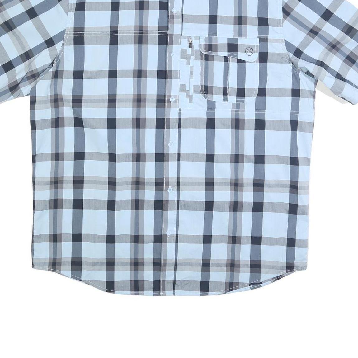 WRANGLER Mens Blue & Grey Check Shirt XL Cotton Blend Casual Button Pocket