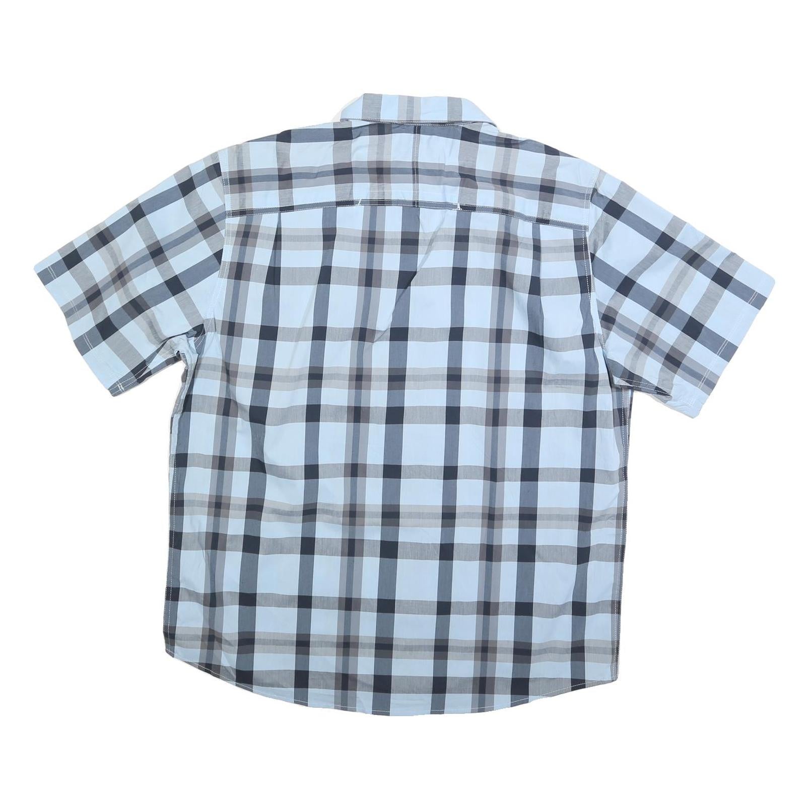 WRANGLER Mens Blue & Grey Check Shirt XL Cotton Blend Casual Button Pocket
