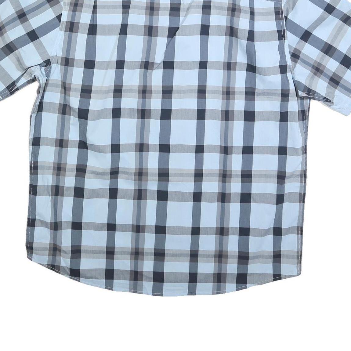 WRANGLER Mens Blue & Grey Check Shirt XL Cotton Blend Casual Button Pocket
