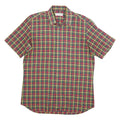 LIONS TAILOR Mens Red Green Yellow Check Shirt M Short Sleeve Button Cotton