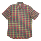 LIONS TAILOR Mens Red Green Yellow Check Shirt M Short Sleeve Button Cotton