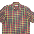 LIONS TAILOR Mens Red Green Yellow Check Shirt M Short Sleeve Button Cotton
