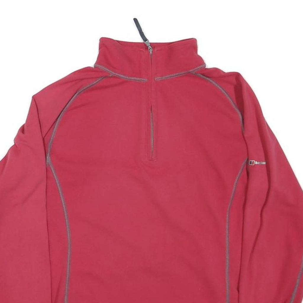 BERGHAUS Womens Red Long Sleeve 1/4 Zip Shirt S Lightweight Outdoor Activewear