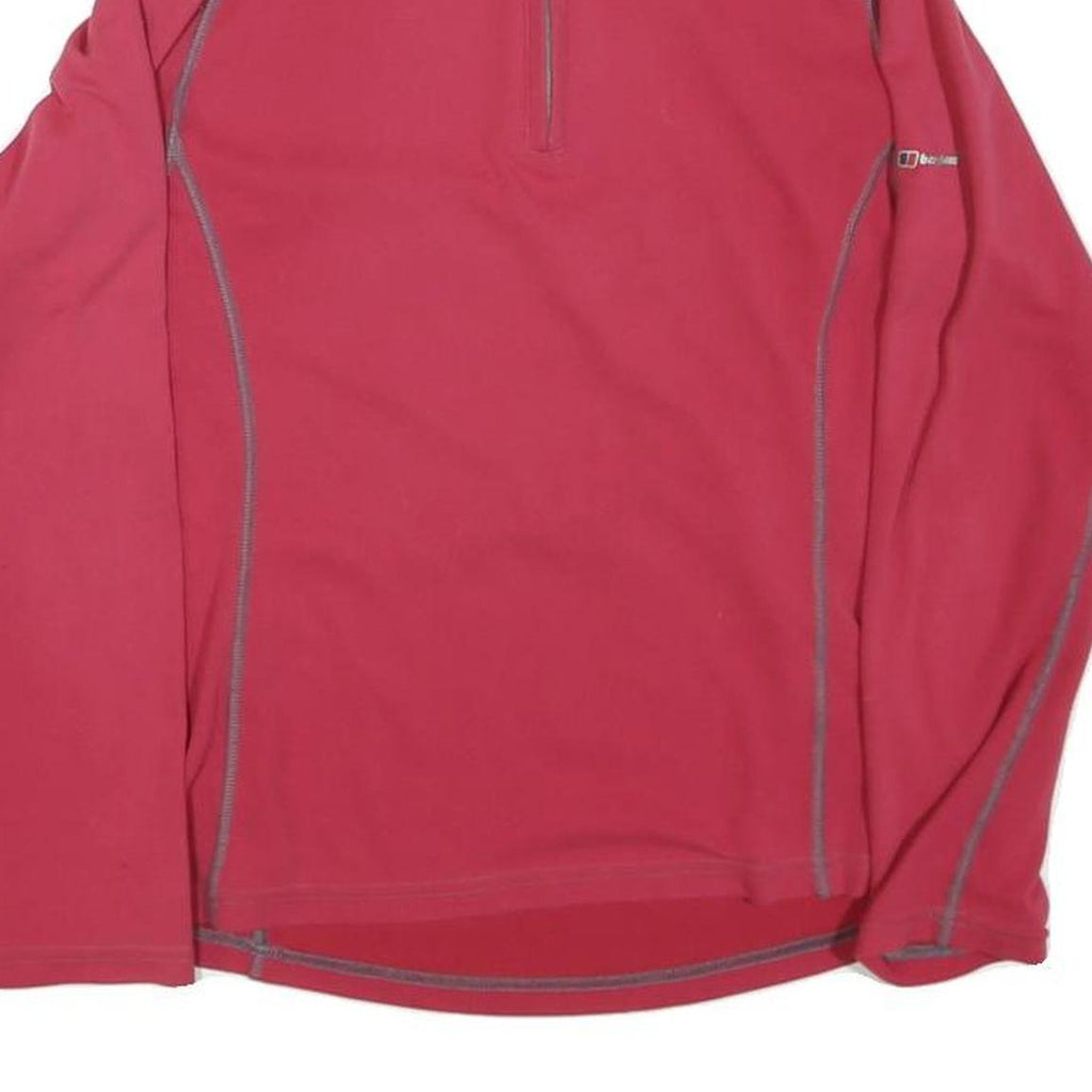 BERGHAUS Womens Red Long Sleeve 1/4 Zip Shirt S Lightweight Outdoor Activewear
