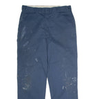 DICKIES Workwear Mens Twill Trousers Blue Regular Straight W38 L34