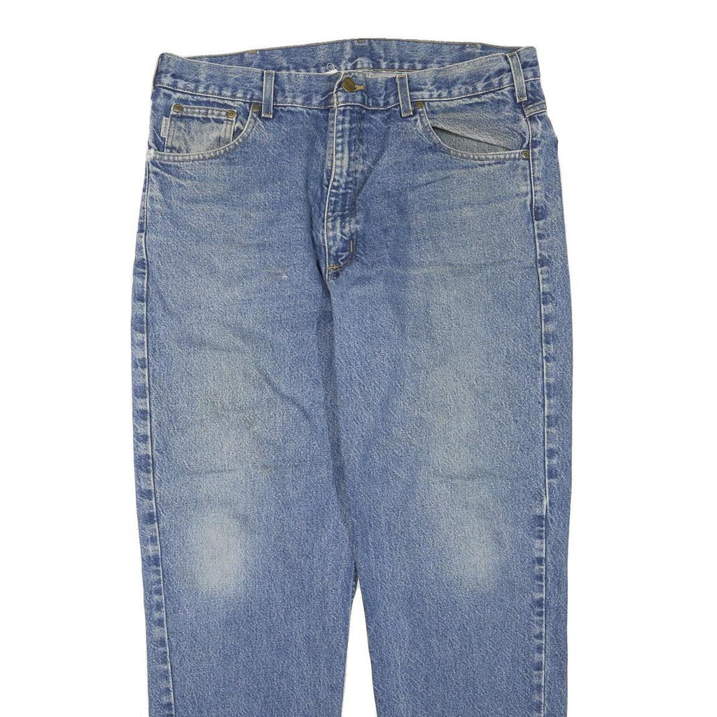 CARHARTT Mens Jeans Blue Regular Straight Denim Medium Wash W38 L32 Workwear