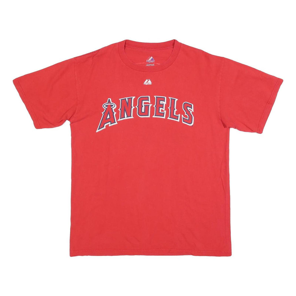 MAJESTIC Mens Red Angels Graphic T-Shirt M Short Sleeve Crew Neck Baseball