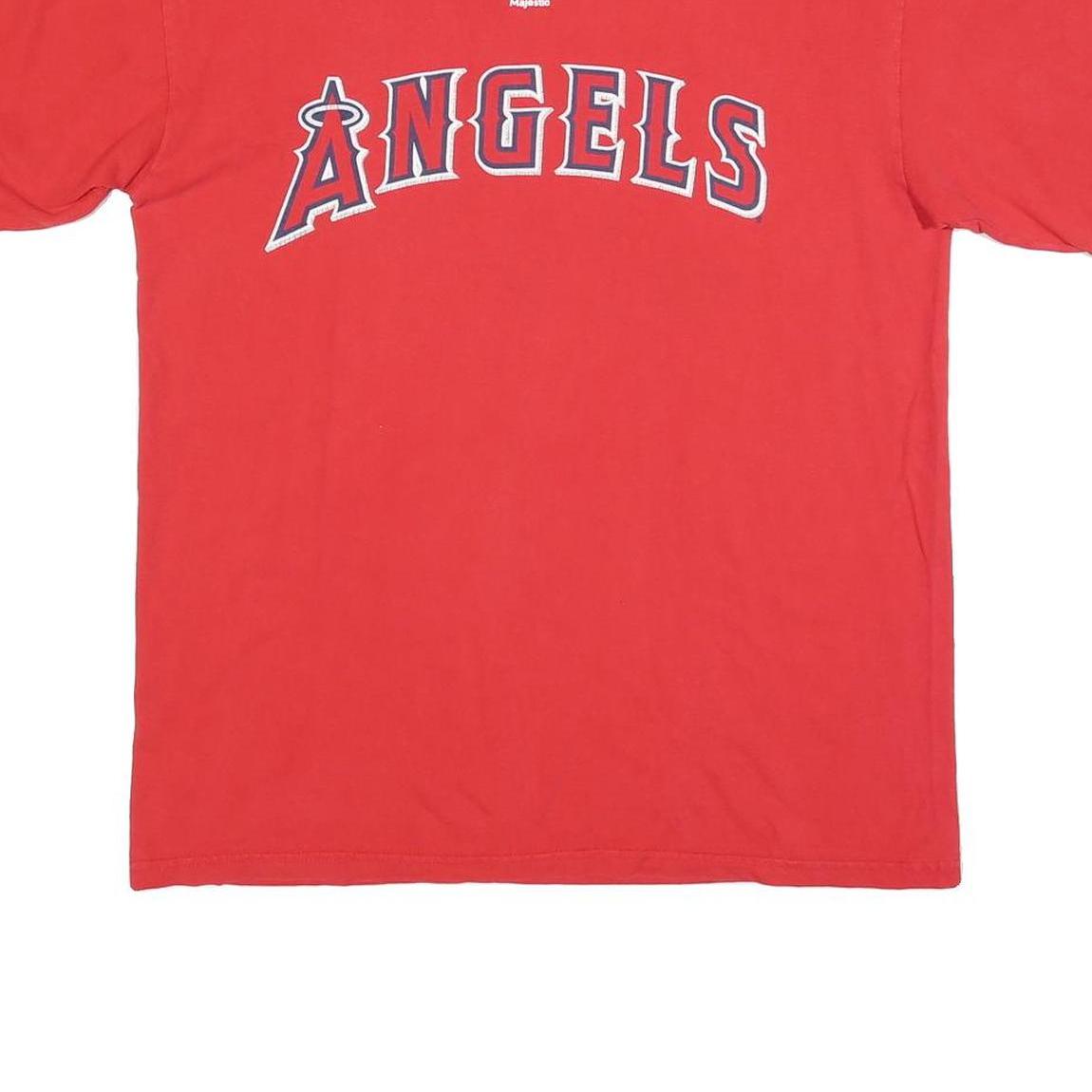 MAJESTIC Mens Red Angels Graphic T-Shirt M Short Sleeve Crew Neck Baseball