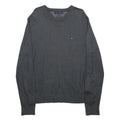 TOMMY HILFIGER Mens Grey Cashmere Blend Plain Crew Neck Basic Knit Jumper L