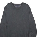 TOMMY HILFIGER Mens Grey Cashmere Blend Plain Crew Neck Basic Knit Jumper L