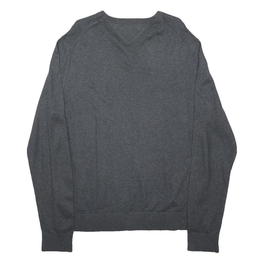 TOMMY HILFIGER Mens Grey Cashmere Blend Plain Crew Neck Basic Knit Jumper L