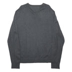 TOMMY HILFIGER Mens Grey Cashmere Blend Plain Crew Neck Basic Knit Jumper L