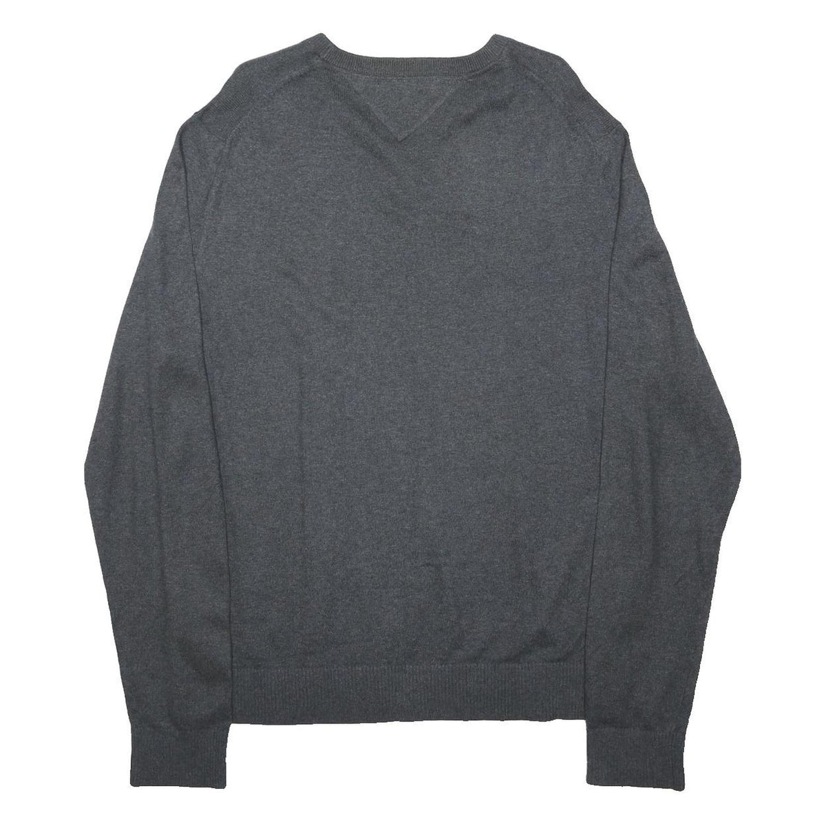 TOMMY HILFIGER Mens Grey Cashmere Blend Plain Crew Neck Basic Knit Jumper L