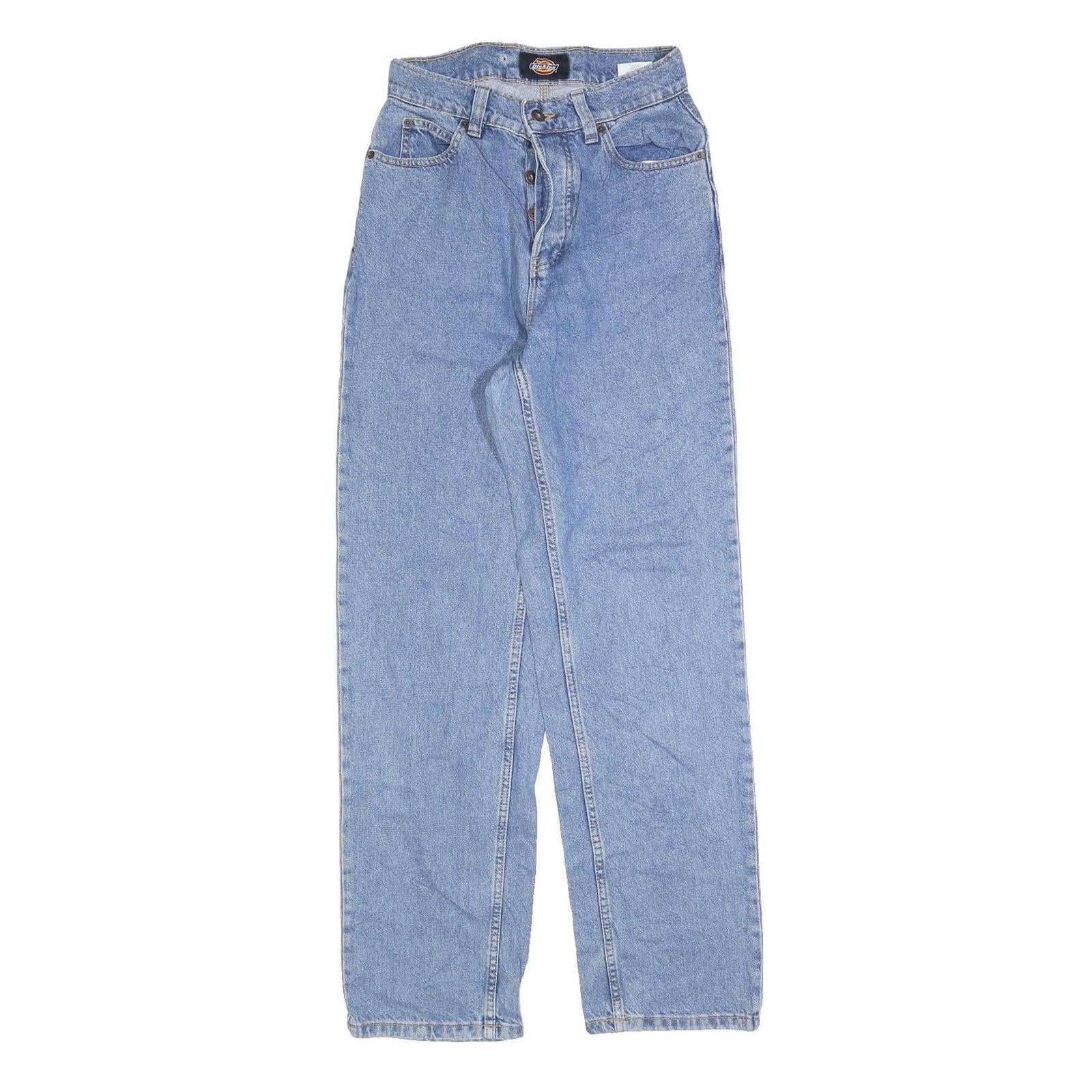 DICKIES Womens Jeans Blue Regular Straight Denim W27 L32 Button Cotton Blend
