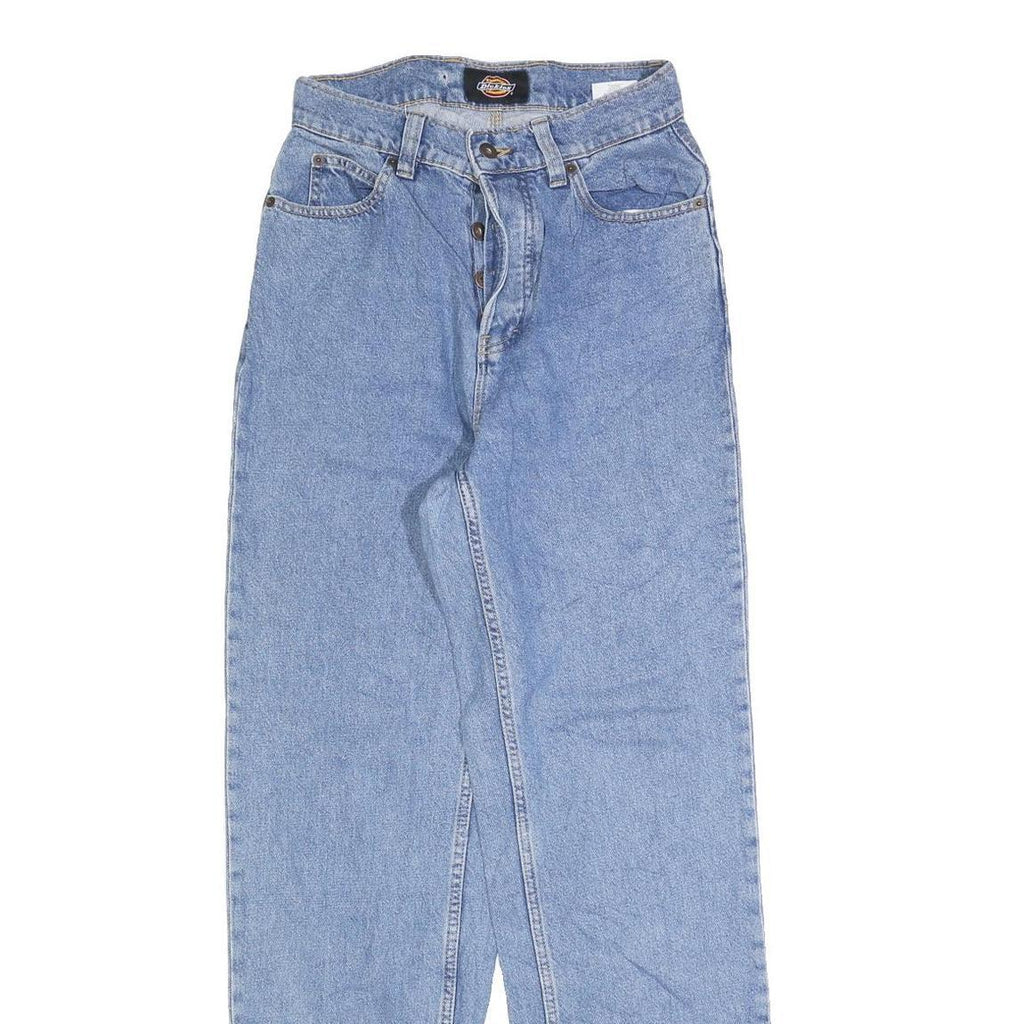 DICKIES Womens Jeans Blue Regular Straight Denim W27 L32 Button Cotton Blend
