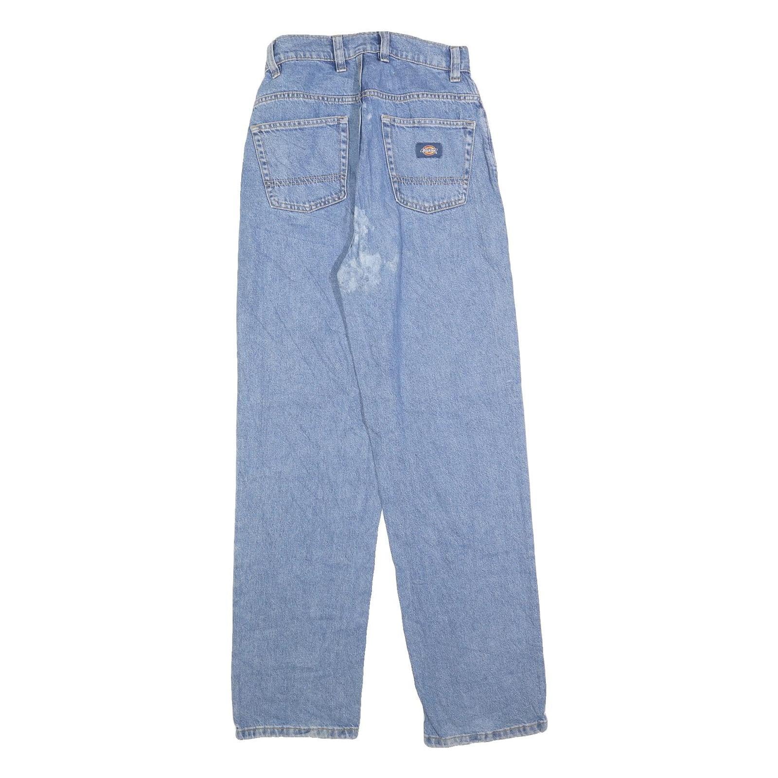 DICKIES Womens Jeans Blue Regular Straight Denim W27 L32 Button Cotton Blend
