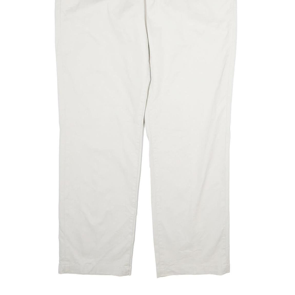 CHAPS Mens Cotton White Regular Fit Straight Leg Trousers W40 L33 Casual Comfort