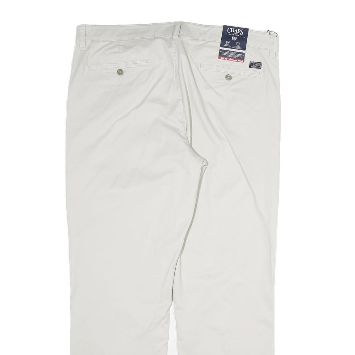 CHAPS Mens Cotton White Regular Fit Straight Leg Trousers W40 L33 Casual Comfort