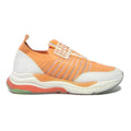 TJ COLLECTION Womens Slip-On Sock Trainers Orange & White Synthetic UK 5