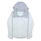 COLUMBIA Womens Grey & Light Blue Hooded Jacket S Polyester Outdoor Zip Casual