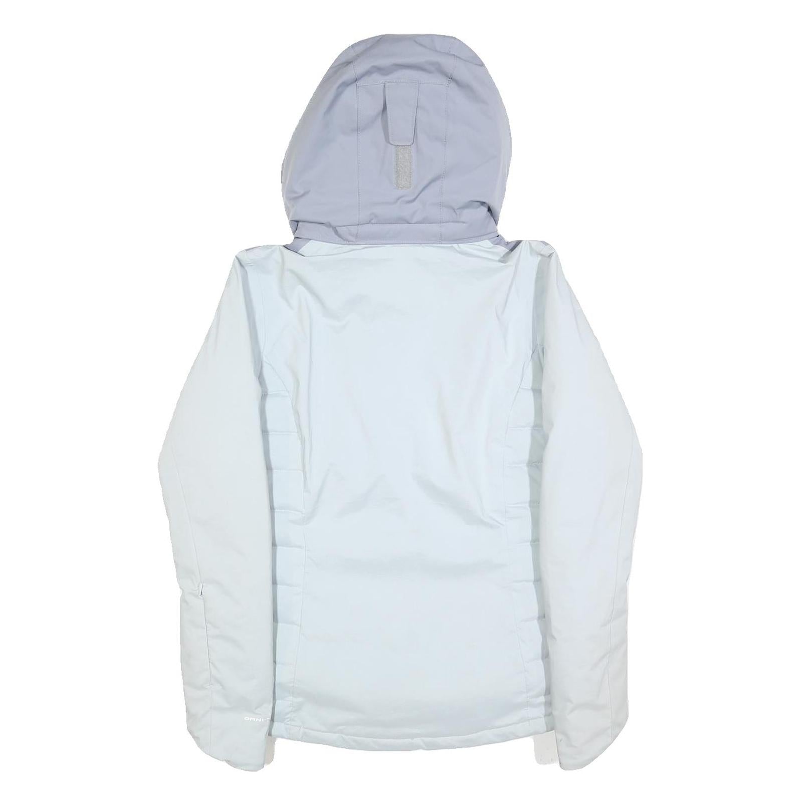 COLUMBIA Womens Grey & Light Blue Hooded Jacket S Polyester Outdoor Zip Casual