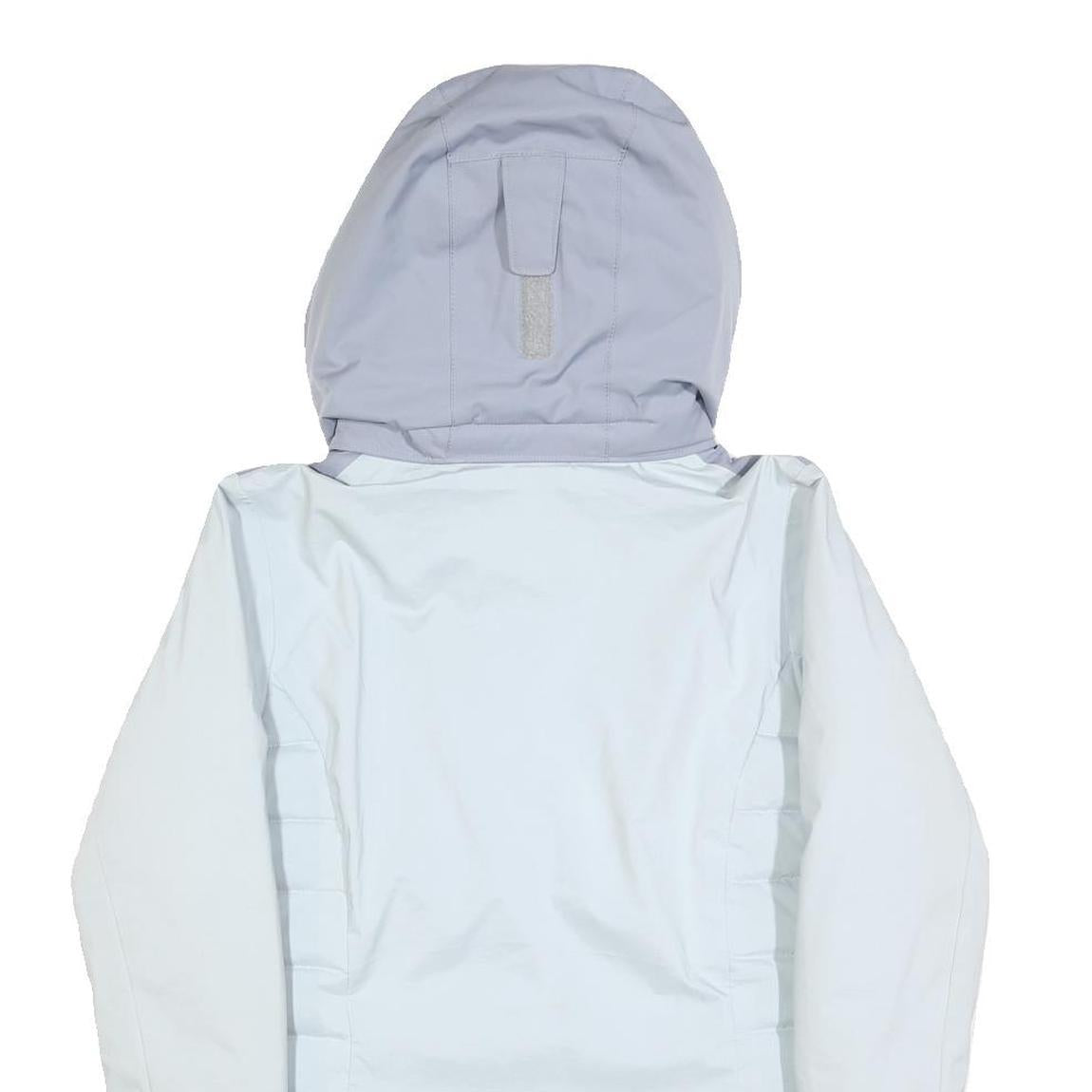 COLUMBIA Womens Grey & Light Blue Hooded Jacket S Polyester Outdoor Zip Casual