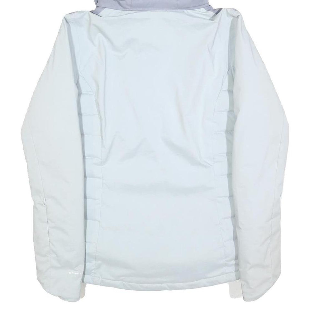 COLUMBIA Womens Grey & Light Blue Hooded Jacket S Polyester Outdoor Zip Casual