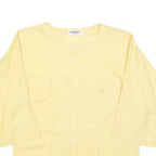 SMARTI Womens Yellow Basic Top 3/4 Sleeve Button Neck S Cotton Comfortable