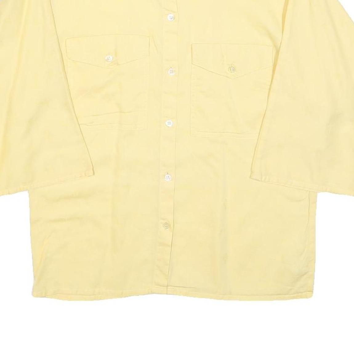 SMARTI Womens Yellow Basic Top 3/4 Sleeve Button Neck S Cotton Comfortable