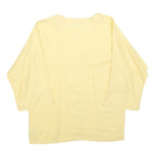 SMARTI Womens Yellow Basic Top 3/4 Sleeve Button Neck S Cotton Comfortable