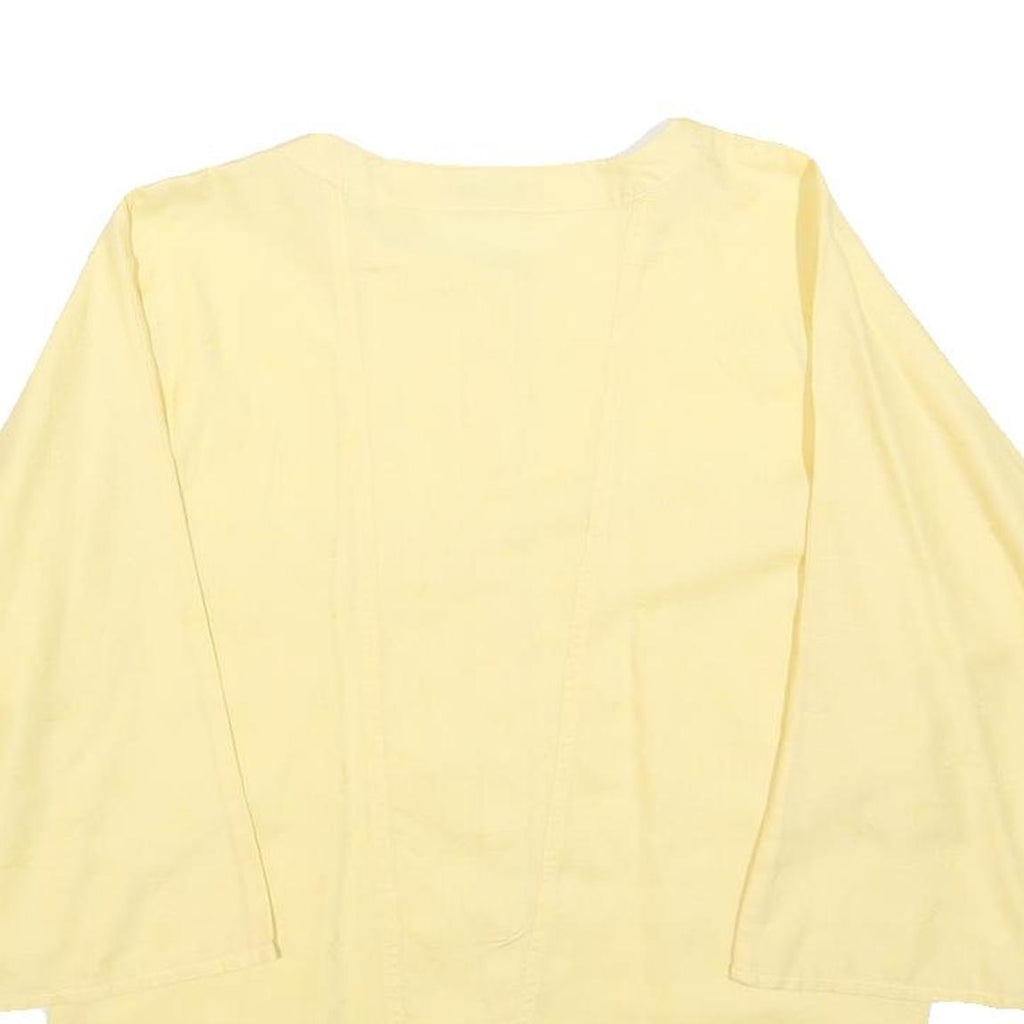 SMARTI Womens Yellow Basic Top 3/4 Sleeve Button Neck S Cotton Comfortable